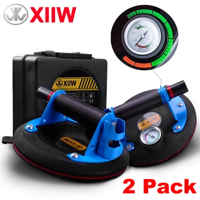 $116.99 • Buy 2 Pack 8  Vacuum Suction Cup With Pressure Gauge Glass Lifter 800lbs Lifting US