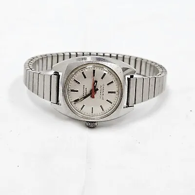 Vintage Caravelle Automatic Watch Womens Silver Tone Classic Stainless Steel • $29.99