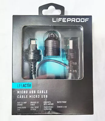 NEW Lifeproof LifeActiv Braided Lanyard Phone Micro USB Cable 15  2.4A 78-51259 • $9.45