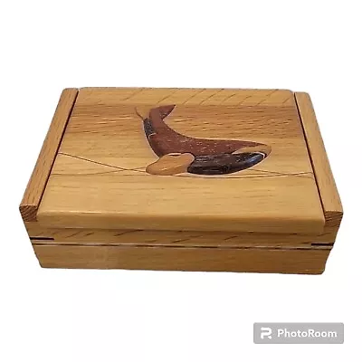 Vintage 3D Whale Wooden Inlay Jewelry Trinket Box • $25