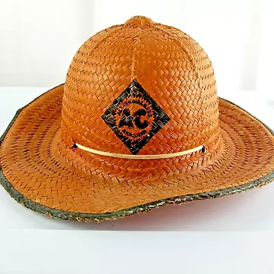 Vintage Allis Chalmers Straw Bucket Hat 7 1/8 AC Orange Mid Century Farm Field • $45