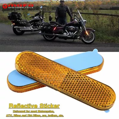 2x Motorcycle ATV Amber Front Fork Leg Reflectors Safety Universal For Trailer • $4.94