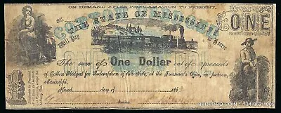 Circulated 1862 The State Of Mississippi $1 Obsolete Currency Note • $34.99