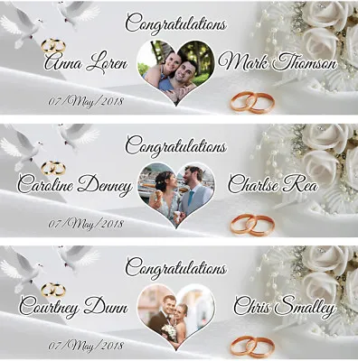 £4.99 • Buy 2 Personalised Wedding Engagement Banner Photo Party Poster Just Married Couple