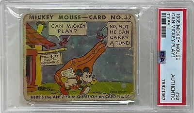 1935 Mickey Mouse Gum Card Type II Can Mickey Play? #32 Disney PSA Authentic • $99.99