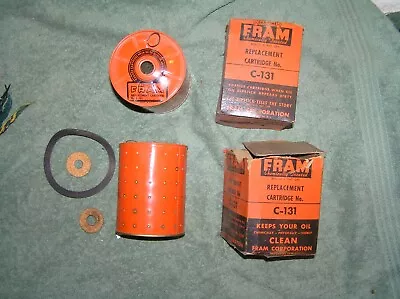 Two NOS Fram C-131 Oil Filter Cartridges Vintage Discontinued Fit 1930's N-16 • $15