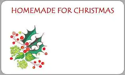 Homemade For Christmas Labels Jam Jar Xmas Produce Holly Illustration Stickers  • £2.70
