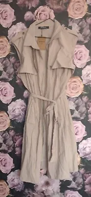 Tally Life Stone Beige Safari Long Blouse Belted Dress (Size S) BNWT • £7