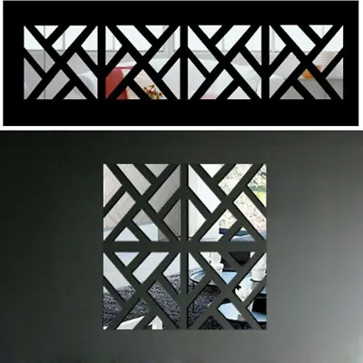 32X Square Glass Mirror Tiles Wall Sticker Self Adhesive Stick On Art Home Decor • £5.91