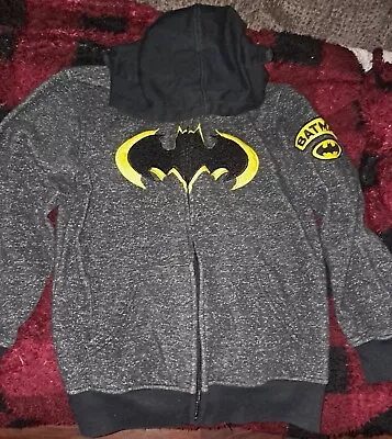 Batman Hooded Sweatshirt Jacket DC COMICS Hooded Coat Hoodie Boys 10/12 ZIP UP • $14.50