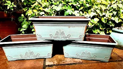 £8.99 • Buy Plastic Window Box Planter Garden Plant Flower Pot Pots 40cm Antique Copper ECO_