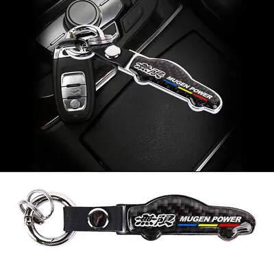 1x JDM Mugen Black Real Carbon Fiber Car Keychain Key Ring Sedan Style Key Chain • $12.88