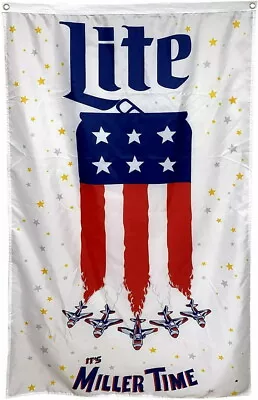 Miller Lite Flag It's Time Milwaukee Brewing American 3x5 Ft US Seller FL30 • $17.99