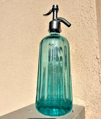 SCARCE ! ~ Vintage ~ 1940's ~ Aqua Blue ~ Beveled Glass Seltzer Bottle ~ $428.88 • $428.88