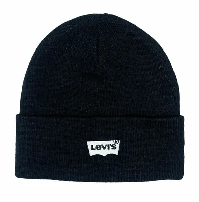 Levis Batwing Logo Turn Up Beany / Wooley Hat / Winter Hat 225984 - Black • £24.99