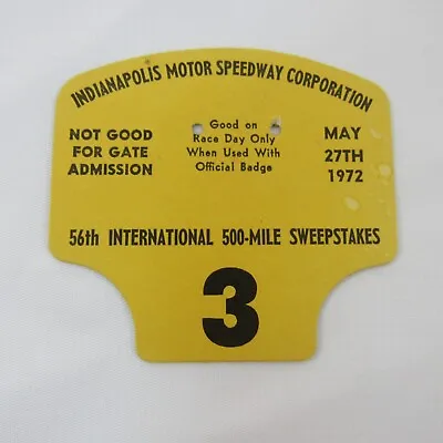 1972 Indianapolis 500 Back Up Card #3 For Pit Badge Credential IndyCar Indy500 • $29.99