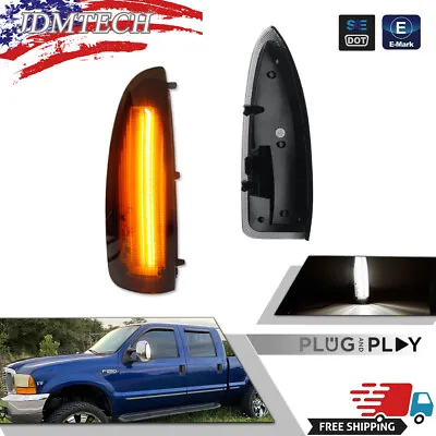 For 2003-07 F250 F350 F450 F550 Super Duty Smoked White/Amber Side Mirror Lights • $29.99