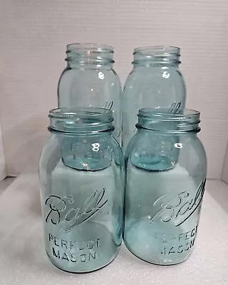 Lot Of 4 Vintage Quart Size Blue Ball Perfect Mason Canning Fruit Jars • $19.99