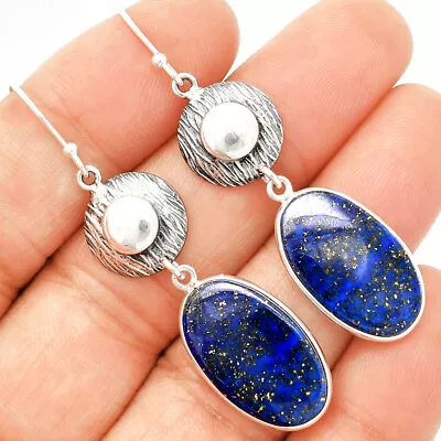 Natural Lapis Lazuli - Afghanistan 925 Sterling Silver Earrings Jewelry E-1077 • $12.49