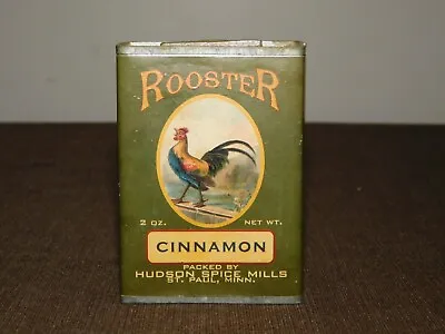 Vintage Kitchen 3 1/4   High Repro  Tin Can  *empty* Rooster Cinnamon Spice • $34.99