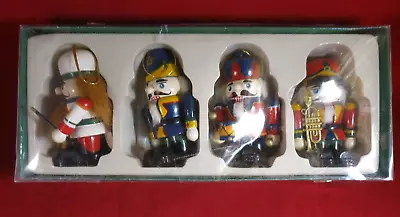 Set Of 4 Wooden Nutcracker Christmas Ornaments Hand-painted 3 1/2 In Tall - IOB • $19.99