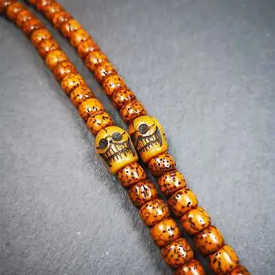 Gandhanra 1 Pair Of Old Yak Bone Skull BeadsMarker Beads For Mala Necklace0.4  • $15.99