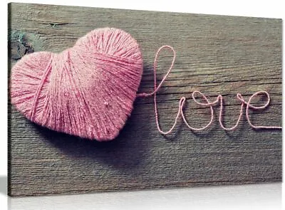 Love Pink Heart Canvas Wall Art Picture Print • £15.99
