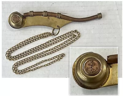 Vintage Nautical Copper & Brass 5” Boatswain Bosun Whistle On 30” Chain • $14.99