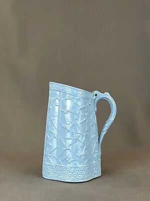 Brownfield & Sons MISTLETOE Blue 7 ¼” Relief Molded Jug/Pitcher C. 1881 • $134.99