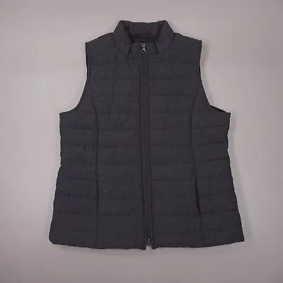 J Jill Full Zip Twill Puffer Vest Womens MP Medium Petite Charcoal Gray • $19.88