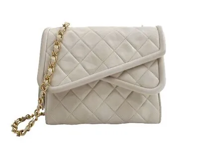 CHANEL Matelasse Chain Shoulder Tote Bag Leather White Vintage 240114T • $965.02