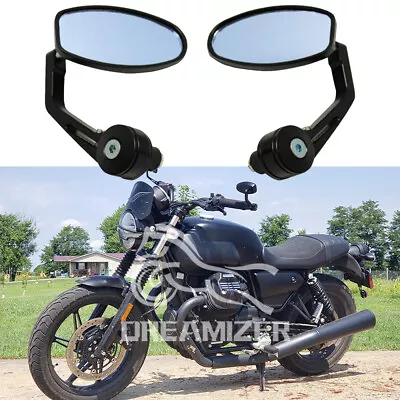 Motorcycle 7/8  Bar End Rearview Mirrors For Moto Guzzi V7 Stone Classic V9 V11 • $25.11