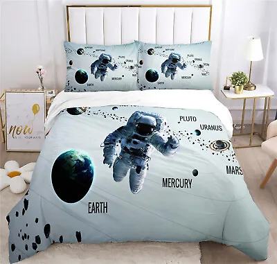 $39.99 • Buy Planet Astronaut Duvet Cover Pillowcase Twin Queen Bedding Set Quilt Cover NEW