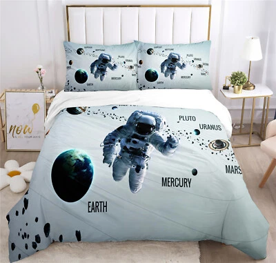 $39.99 • Buy Planet Astronaut Duvet Cover Pillowcase Twin Queen Bedding Set Quilt Cover NEW