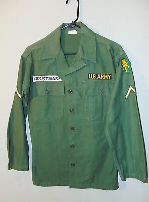 Vietnam U.S.Army OG107 Cotton Fatigue Shirt W/Insignia Named Military Police • $75