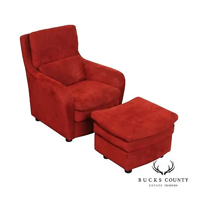 Roche Bobois Italian Modern Upholstered Lounge Armchair And Ottoman • $1495