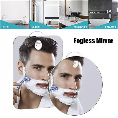 Fogless Shaving Cosmetic Shower Mirror Bathroom Travel Wall Suction Mount Mirror • £8.65