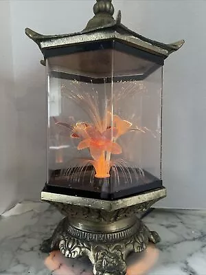 Vintage Fiber Optic Flower Lamp Light Nightlight Pagoda 16” Tall Glass Metal • $53.95