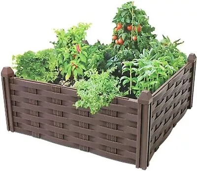 Raised Flower Planter Garden 4 Piece Rattan Pot Fence Edging Effect Flower Bed  • £12.09