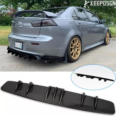 For Mitsubishi Lancer Rear Lip Bumper Diffuser Shark Fin 7 Wing Spoiler Gloss • $45.41