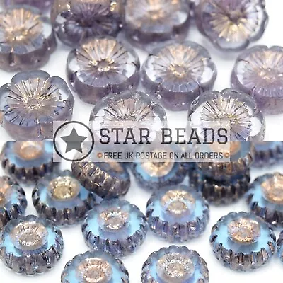 Czech Table Cut Glass Daisy Beads For Jewellery Making - Pick Colour & Size • £3.80