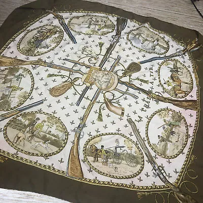 2042 Hermes Vintage 100% Silk 35  Square Scarf La Chase A Tir *AS-IS /for Craft? • $10.50