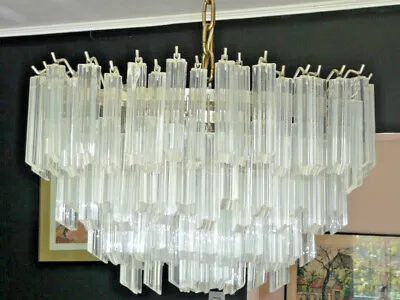 MURANO 1980s Chandelier Vintage Crystal Prisms 22   Gift Home Dining Granny Core • $8995.98