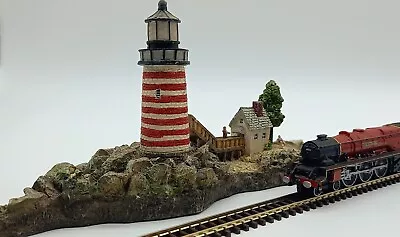 N Scale Gauge Model Railway Lighthouse Coastal Diorama Full Scenic Layout • £29.99