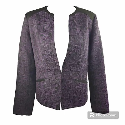 Mary Kay Twinhill Womens 10 Tall Purple Sales Executive Blazer Jacket Collarless • $29.99