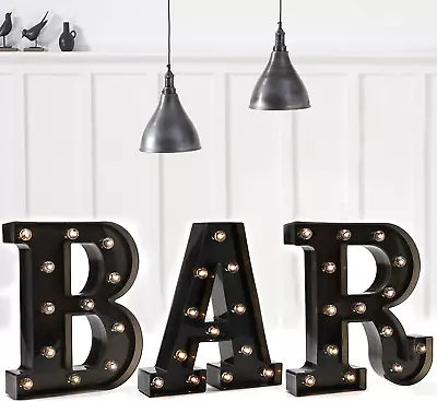 Black Bar Sign Marquee Light Up Letters LED Marquee Number Lights Sign • $33.55