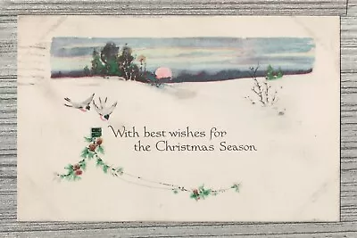 1924 Best Wishes For The Christmas Season Postcard-Sunset-Pine Cones-Sturgis MI • £4.83