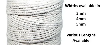 Cotton Piping Cord - White - Upholstery Soft Furnishings Dressmaking Crafts • £2.39