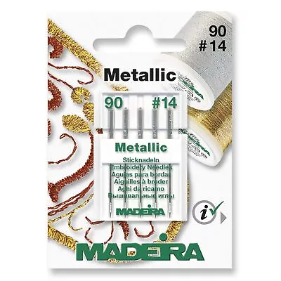 Embroidery Machine Needle For Metallic Thread -Madeira #14 (90) - Prevent Breaks • £4.49