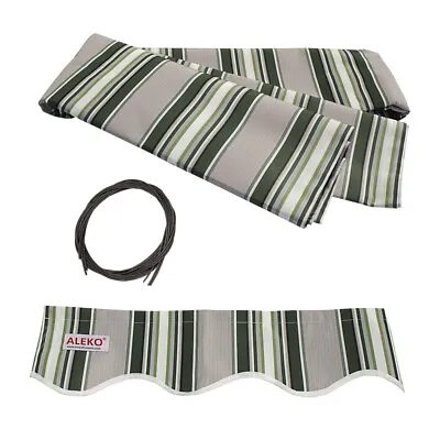 ALEKO Fabric Replacement For 8x6.5 Ft Retractable Awning Multistripe Green Color • $23
